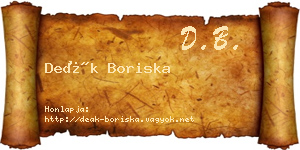 Deák Boriska névjegykártya